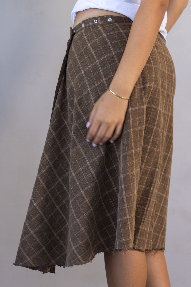 
                  
                    Load image into Gallery viewer, Brown vintage wrap skirt
                  
                