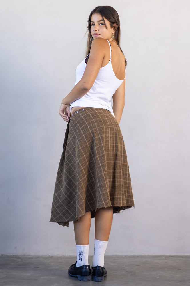 
                  
                    Load image into Gallery viewer, Brown vintage wrap skirt
                  
                