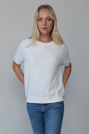 
                  
                    Load image into Gallery viewer, White Koi Fish Soft Short Sweatshirt
                  
                