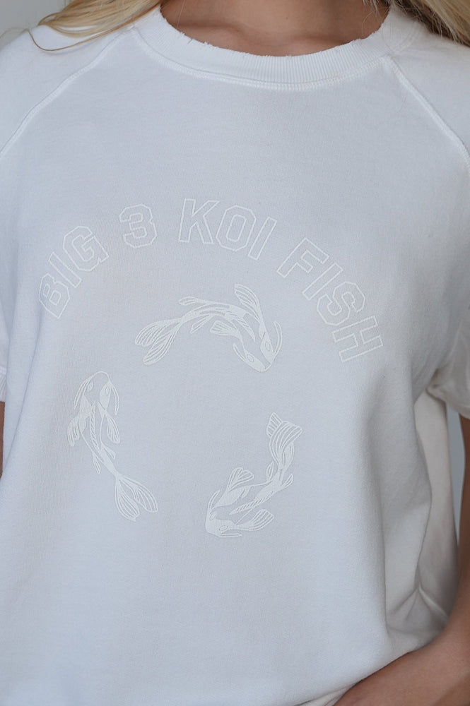 
                  
                    Load image into Gallery viewer, White Koi Fish Soft Short Sweatshirt
                  
                