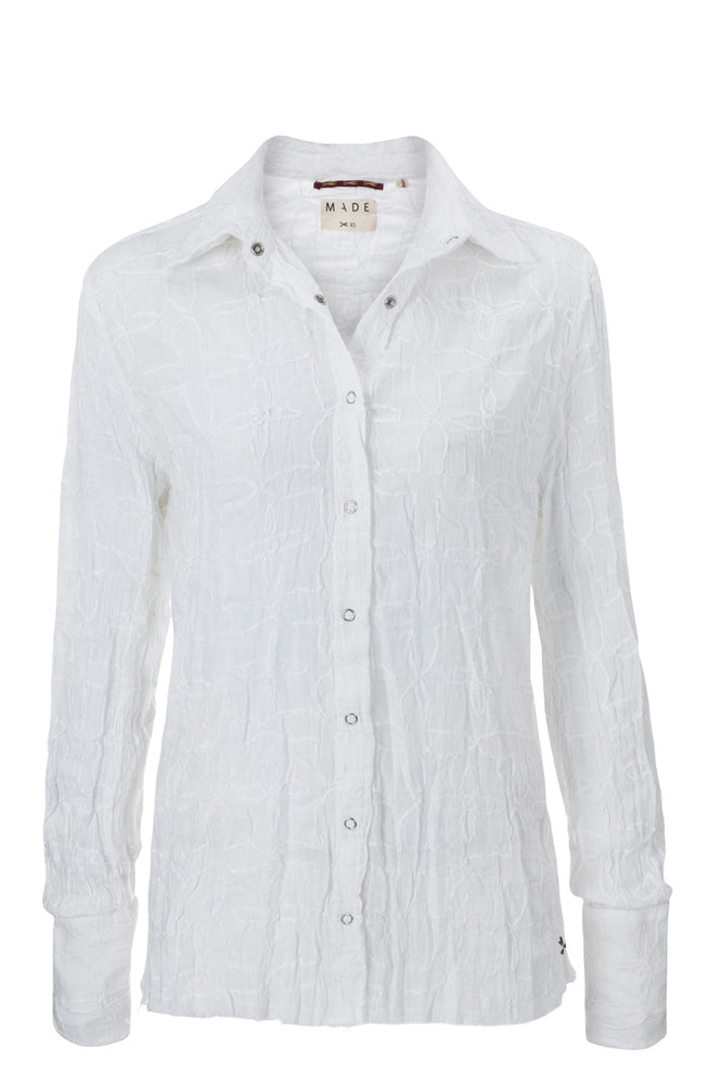 White Flower Emb Shirt