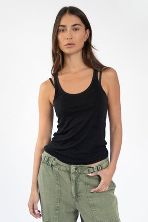 
                  
                    Load image into Gallery viewer, Black grandpa&amp;#39;s linen tank
                  
                