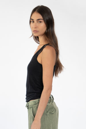 
                  
                    Load image into Gallery viewer, Black grandpa&amp;#39;s linen tank
                  
                