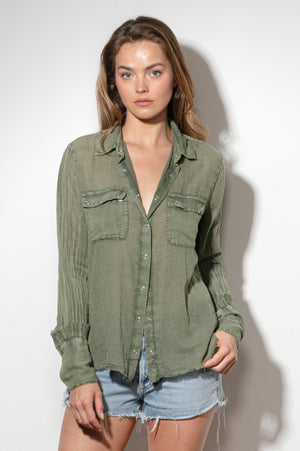 
                  
                    Load image into Gallery viewer, Olive  Classic Gauze Shirt
                  
                