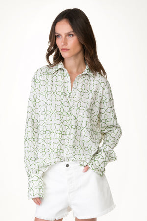 
                  
                    Load image into Gallery viewer, Green Flower Emb Shirt
                  
                