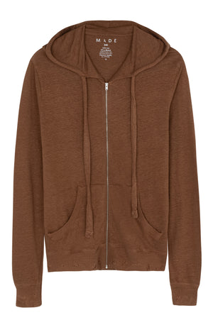 
                  
                    Load image into Gallery viewer, Brown Distressed Linen Hoody
                  
                