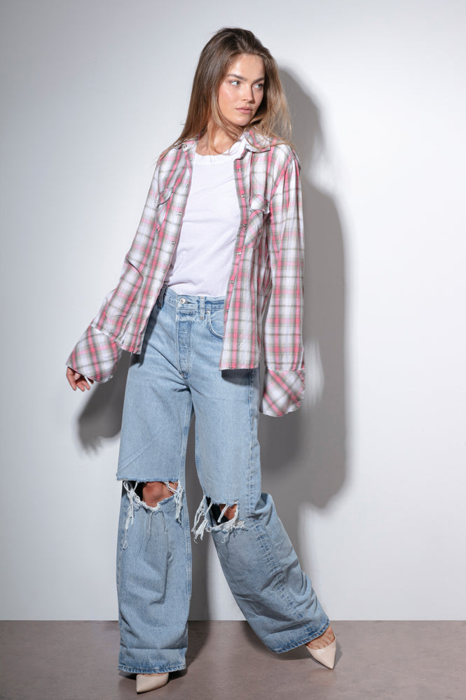 
                  
                    Load image into Gallery viewer, Pink Dakota Checkered Charm Snap-Down Shirt
                  
                