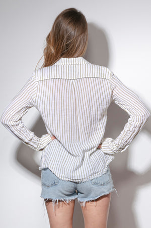 
                  
                    Load image into Gallery viewer, Olive Striped Slub Gauze Shirt
                  
                