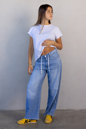 
                  
                    Load image into Gallery viewer, Organic Cotton White Ribbed Crew Neck Tee
                  
                