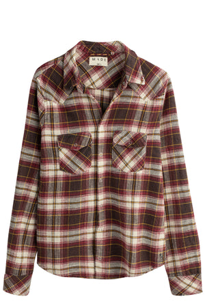 
                  
                    Load image into Gallery viewer, Brown  Dakota Checkered  Charm Snap-Down Shirt
                  
                