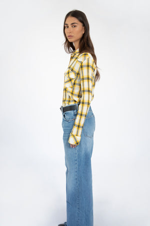 
                  
                    Load image into Gallery viewer, Yellow western plaid snap shirt
                  
                