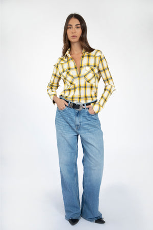 
                  
                    Load image into Gallery viewer, Yellow western plaid snap shirt
                  
                