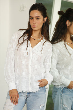 
                  
                    Load image into Gallery viewer, White Embroidered Gauze Shirt
                  
                