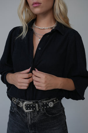 
                  
                    Load image into Gallery viewer, Black Puff Sleeve Blouse
                  
                