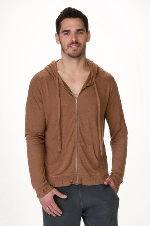 
                  
                    Load image into Gallery viewer, Brown Distressed linen hoody
                  
                