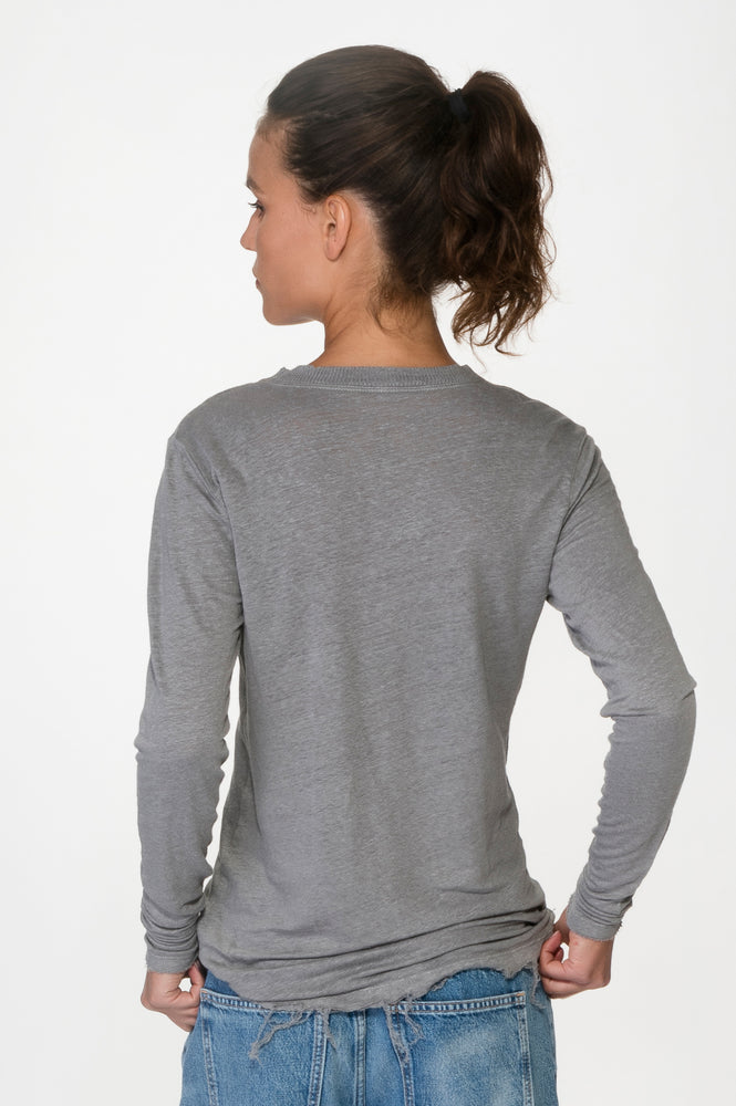 
                  
                    Load image into Gallery viewer, Storm V Neck Linen Tee Long Sleeve
                  
                