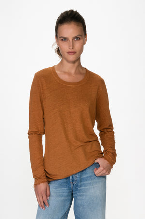 
                  
                    Load image into Gallery viewer, Ginger Long Sleeves Linen T-Shirt
                  
                