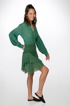 
                  
                    Load image into Gallery viewer, Green Crinkled Cotton Skirt
                  
                