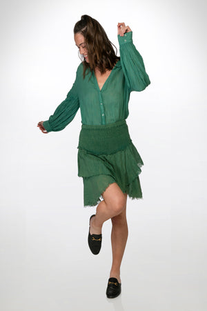 
                  
                    Load image into Gallery viewer, Green Crinkled Cotton Skirt
                  
                