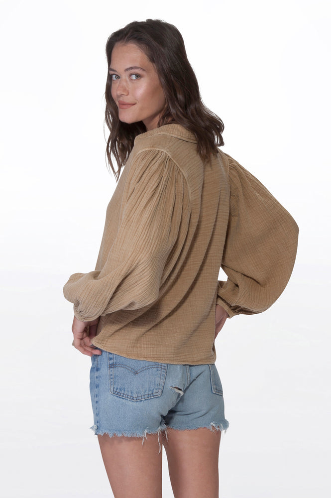 
                  
                    Load image into Gallery viewer, Camel Puff Sleeve Blouse
                  
                