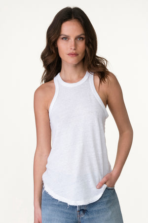 
                  
                    Load image into Gallery viewer, White Linen Halter Tank
                  
                