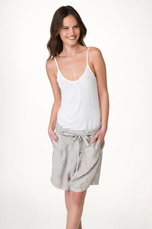 
                  
                    Load image into Gallery viewer, Grey washed linen fisherman&amp;#39;s shorts
                  
                