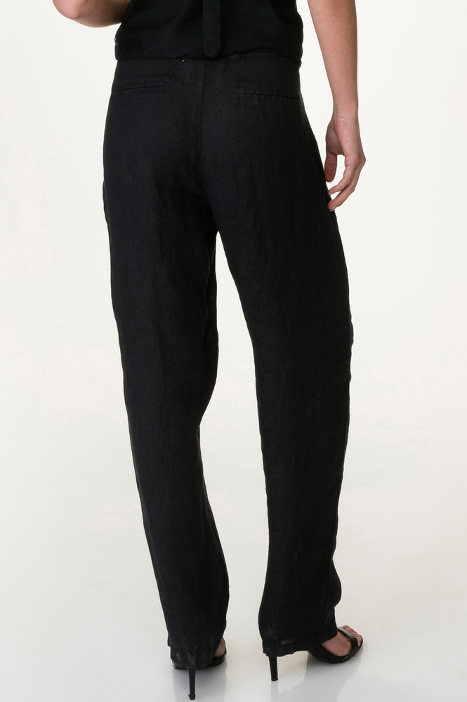 
                  
                    Load image into Gallery viewer, Black Washed Linen Pleated Front Pants
                  
                