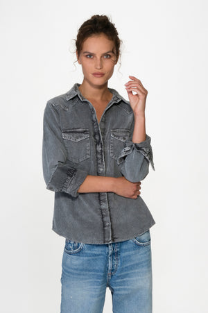
                  
                    Load image into Gallery viewer, Grey  Western Corduroy Shirt
                  
                