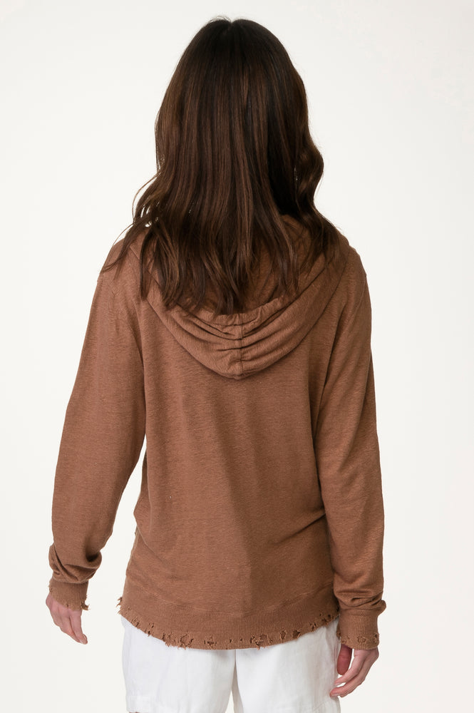 
                  
                    Load image into Gallery viewer, Brown Distressed Linen Hoody
                  
                