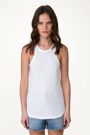 
                  
                    Load image into Gallery viewer, White Sheer Slub Halter Tank
                  
                