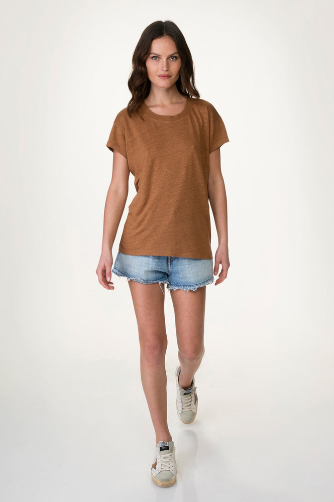 
                  
                    Load image into Gallery viewer, Brown Linen Boy Crew Neck Tee
                  
                