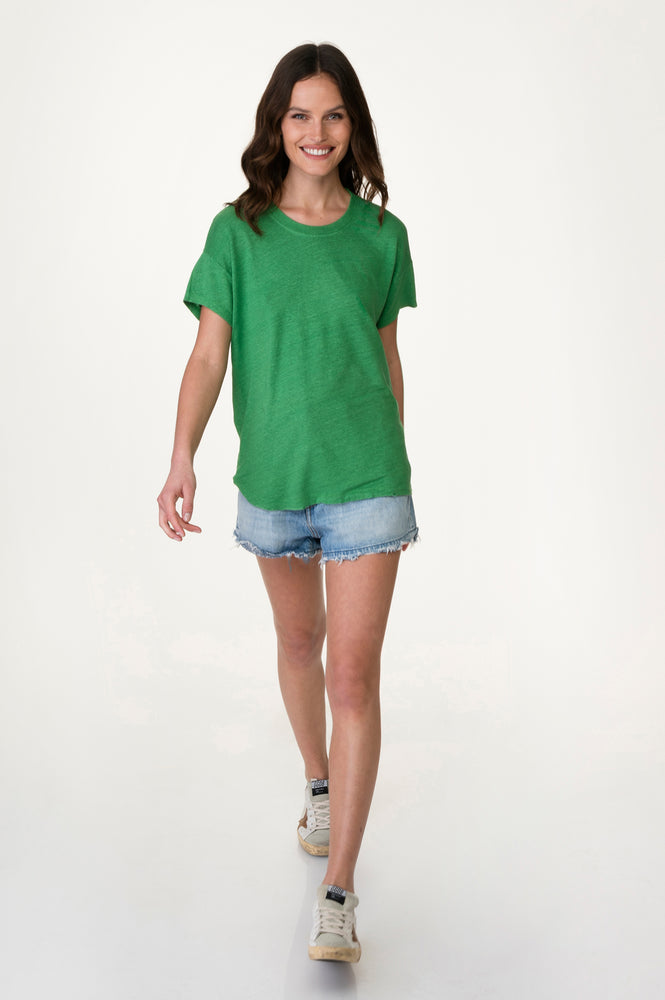 
                  
                    Load image into Gallery viewer, Green Linen Boy Crew Neck Tee
                  
                