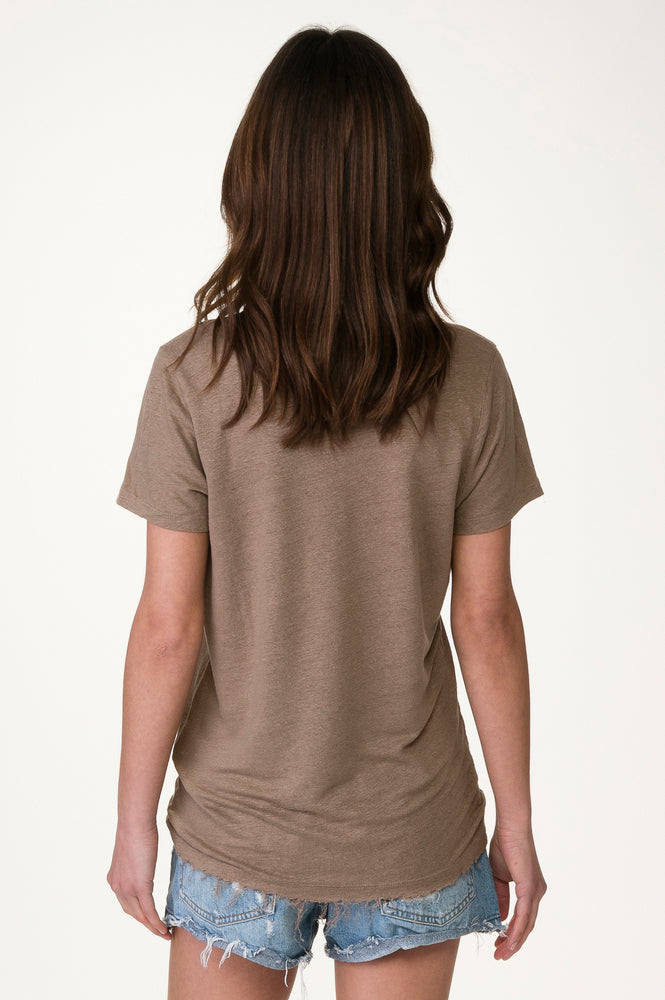
                  
                    Load image into Gallery viewer, Sand V Neck Linen Tee
                  
                