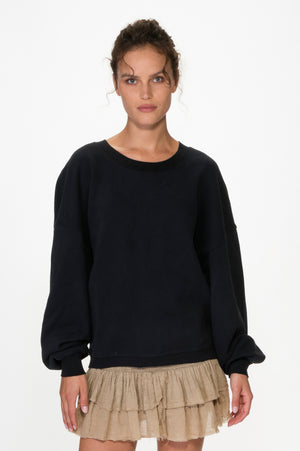 
                  
                    Load image into Gallery viewer, Black Oversized puff sleeve sweatshirt
                  
                