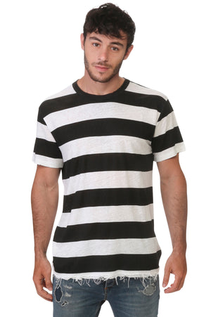 
                  
                    Load image into Gallery viewer, Men&amp;#39;s Wide Black Stripe Linen T-Shirt
                  
                