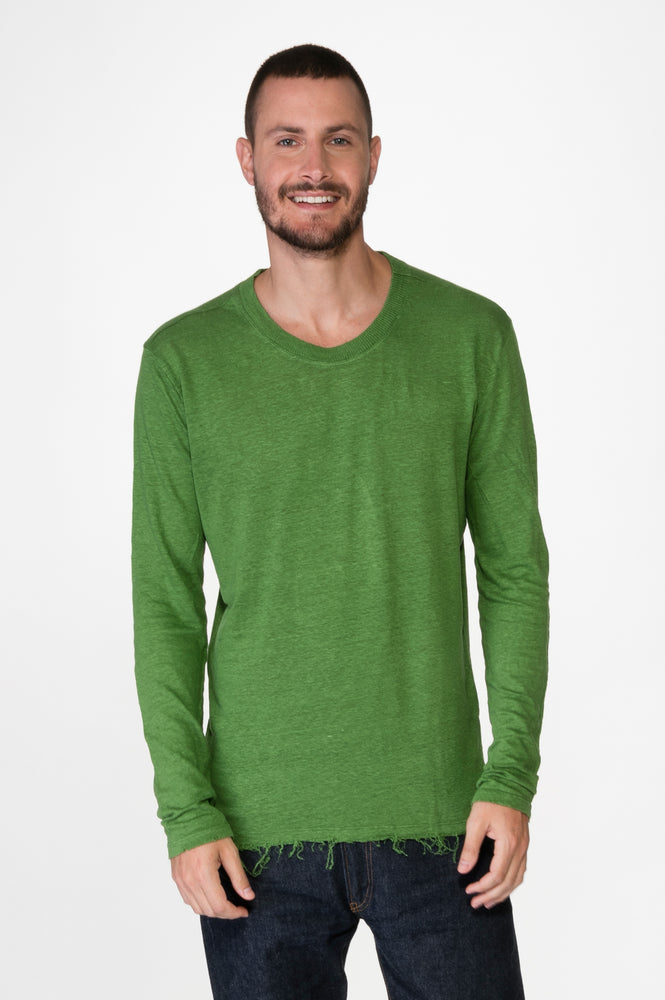 Green Men's Linen Long Shirt