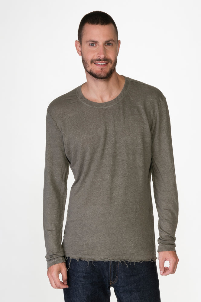 Grey Men's Linen Long Shirt