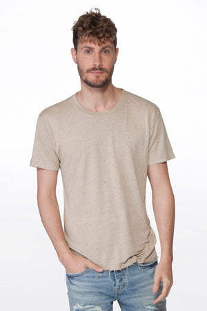 
                  
                    Load image into Gallery viewer, Taupe Men&amp;#39;s Linen Shirt
                  
                