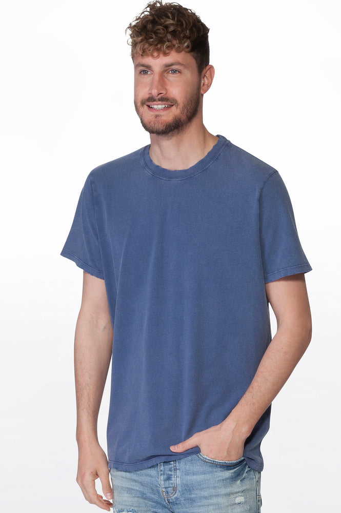 Blue Men's Washed Crew Tee