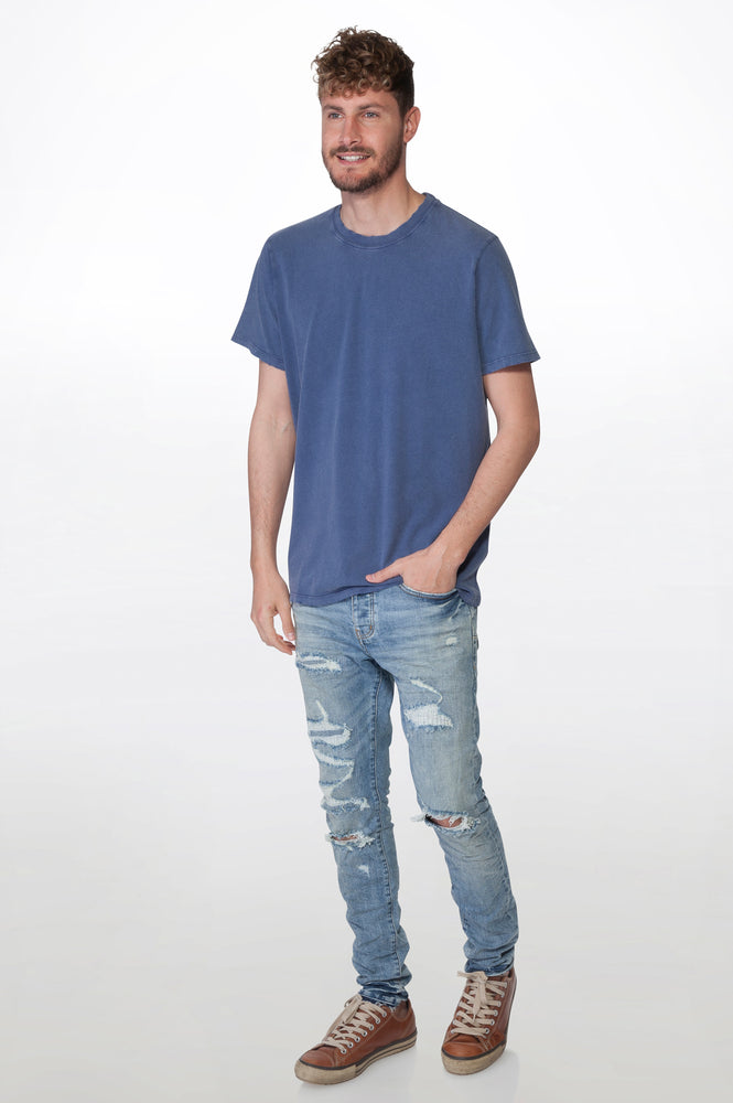 
                  
                    Load image into Gallery viewer, Blue Men&amp;#39;s Washed Crew Tee
                  
                