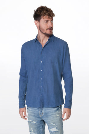 
                  
                    Load image into Gallery viewer, Blue Men&amp;#39;s Gauze Shirt
                  
                