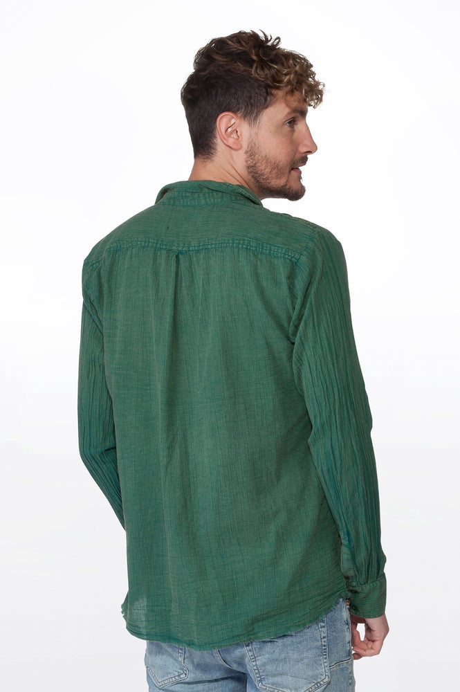 
                  
                    Load image into Gallery viewer, Green Men&amp;#39;s Gauze Shirt
                  
                