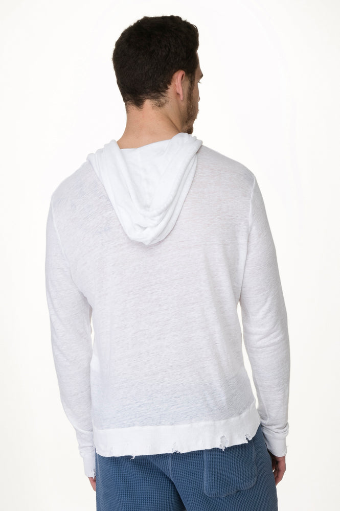 
                  
                    Load image into Gallery viewer, White Distressed linen hoody
                  
                